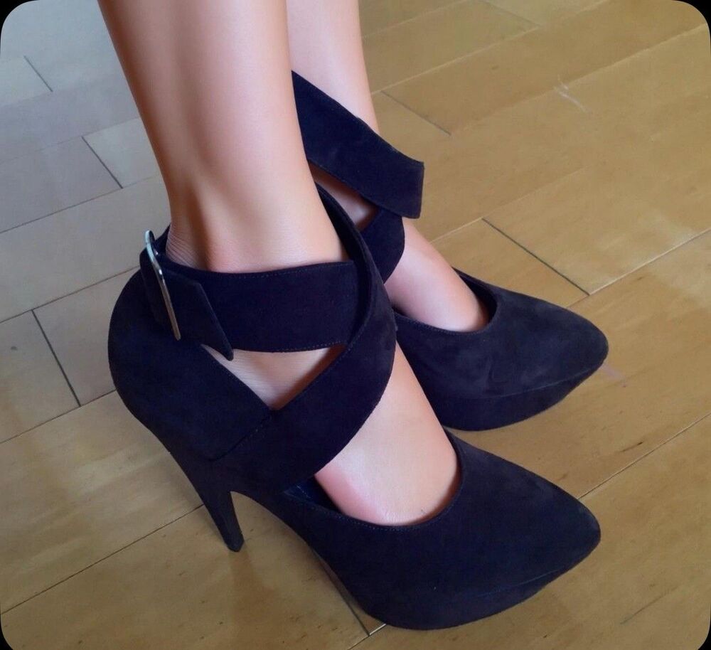 YSL Yves Saint Laurent Suede Palais Platform Pumps Shoes Brown 38 7.5 high heel